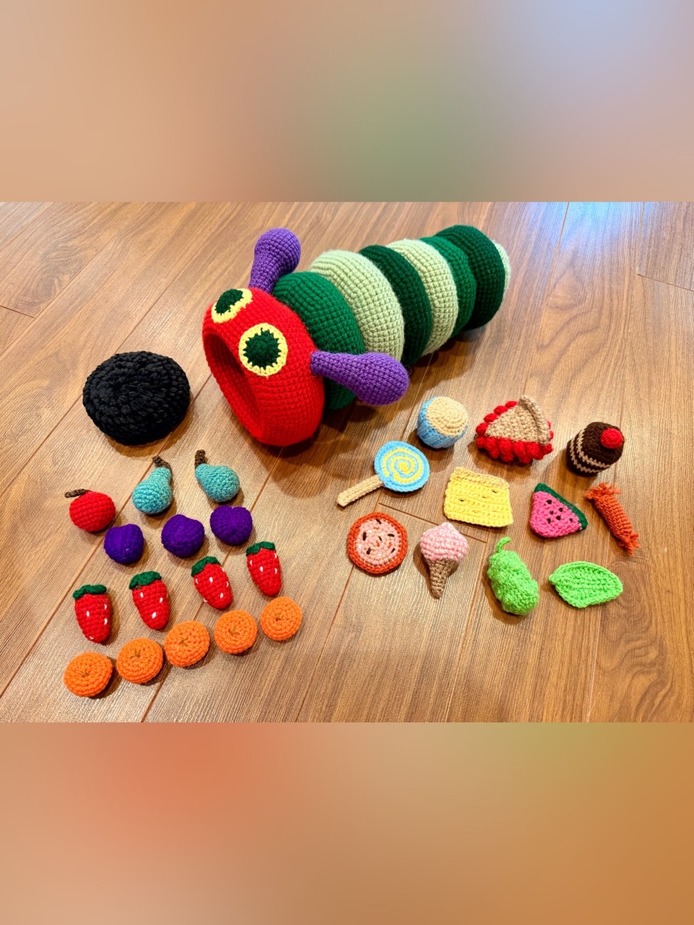 Handmade Crochet Very Hungry Caterpillar set